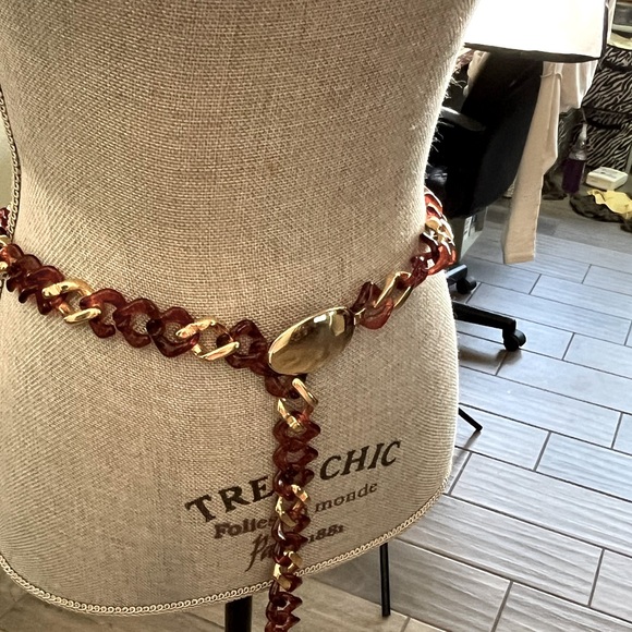 Vintage IBEL Tortoise & Gold Link Belt With gold medallion buckle Made in Italy! - Picture 2 of 15